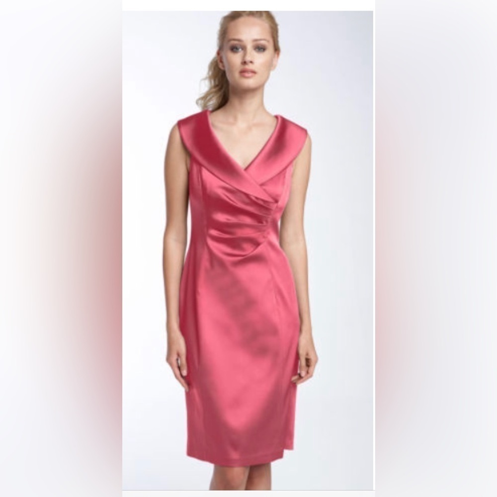 Kay Unger portrait collar stretch satin sheath dress - Picture 1 of 5